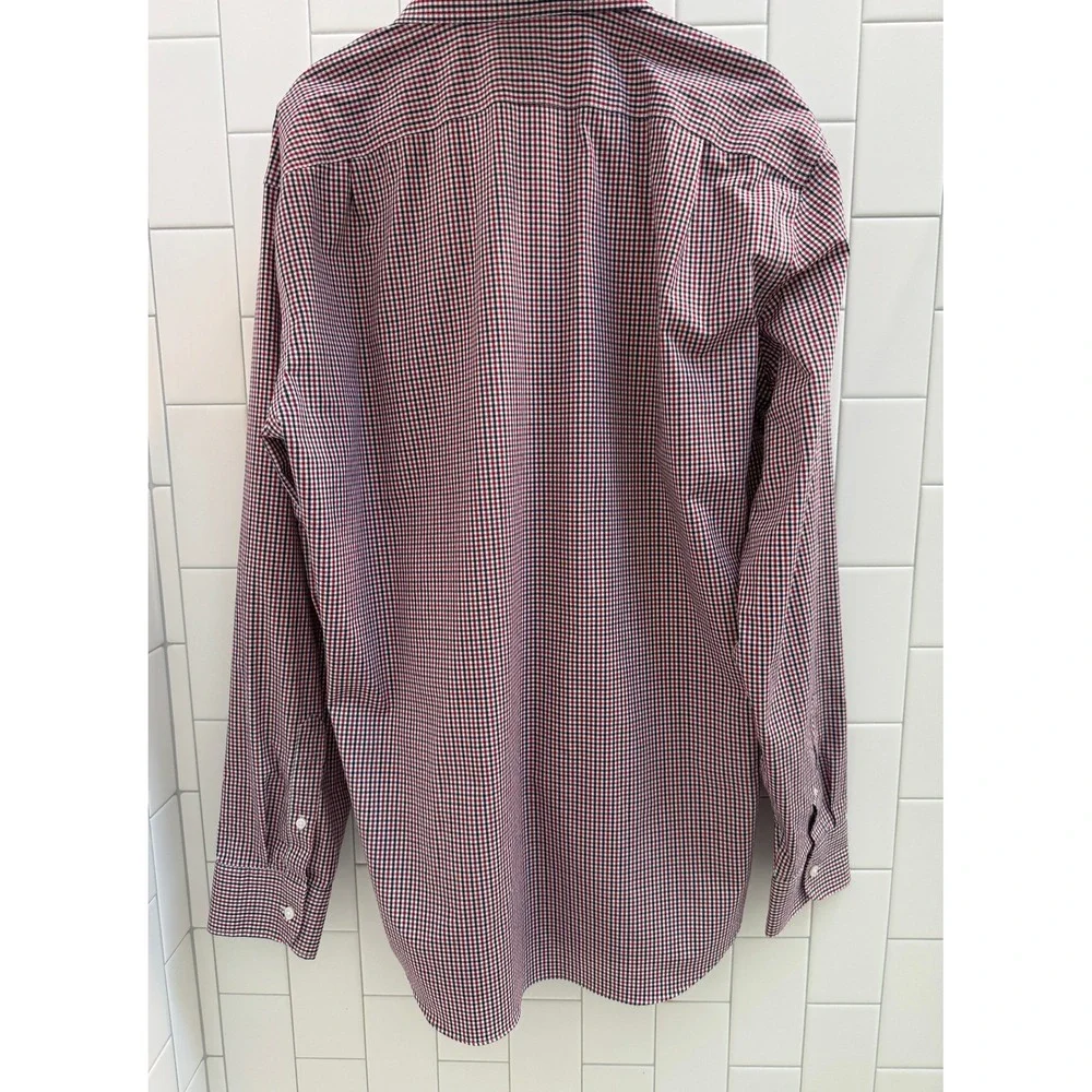 J.Crew Mens Slim Fit Flex Wrinkle Free Gingham Button Down Shirt Red Blue Large